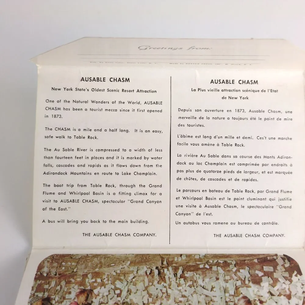 Ausable Chasm‎ New York 1960s Fold-Out Postcards Unused Caverns Caves NY Tourism